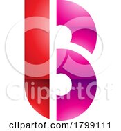 Poster, Art Print Of Red And Magenta Round Glossy Disk Shaped Letter B Icon