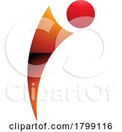 Poster, Art Print Of Red And Orange Glossy Bowing Person Shaped Letter I Icon
