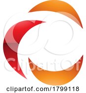 Poster, Art Print Of Red And Orange Glossy Crescent Shaped Letter C Icon