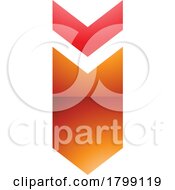 Poster, Art Print Of Red And Orange Glossy Down Facing Arrow Shaped Letter I Icon
