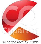 Poster, Art Print Of Red And Orange Glossy Letter C Icon With Half Circles