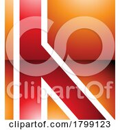 Poster, Art Print Of Red And Orange Glossy Letter H Icon With Straight Lines
