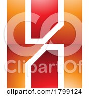 Poster, Art Print Of Red And Orange Glossy Letter H Icon With Vertical Rectangles