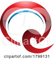 Poster, Art Print Of Red And Blue Glossy Hook Shaped Letter Q Icon