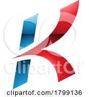 Poster, Art Print Of Red And Blue Glossy Italic Arrow Shaped Letter K Icon