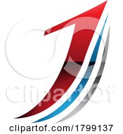 Red And Blue Glossy Layered Letter J Icon