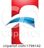 Red And Blue Glossy Letter F Icon With Pointy Tips