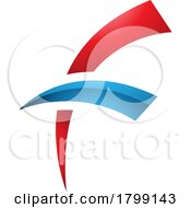 Red And Blue Glossy Letter F Icon With Round Spiky Lines