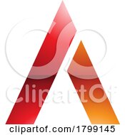 Poster, Art Print Of Red And Orange Glossy Trapezium Shaped Letter A Icon