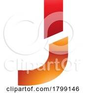 Poster, Art Print Of Red And Orange Glossy Split Shaped Letter J Icon