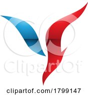 Poster, Art Print Of Red And Blue Glossy Diving Bird Shaped Letter Y Icon