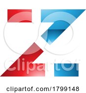Red And Blue Glossy Dotted Line Shaped Letter Z Icon