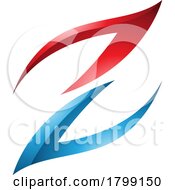 Red And Blue Glossy Fire Shaped Letter Z Icon
