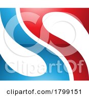 Red And Blue Glossy Fish Fin Shaped Letter S Icon