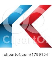 Poster, Art Print Of Red And Blue Glossy Folded Letter K Icon