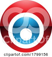 Red And Blue Glossy Letter O Icon With Nested Circles