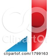 Poster, Art Print Of Red And Blue Glossy Letter J Icon With A Triangular Tip