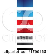 Poster, Art Print Of Red And Blue Glossy Letter I Icon With Horizontal Stripes