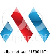 Red And Blue Glossy Letter M Icon With Rectangles
