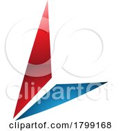 Poster, Art Print Of Red And Blue Glossy Letter L Icon With Triangles