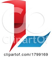 Poster, Art Print Of Red And Blue Glossy Letter L Icon With Sharp Spikes