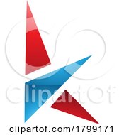 Poster, Art Print Of Red And Blue Glossy Letter K Icon With Triangles