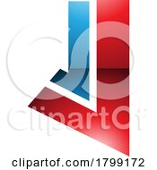 Poster, Art Print Of Red And Blue Glossy Letter J Icon With Straight Lines