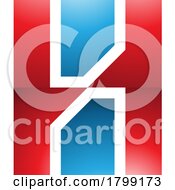 Poster, Art Print Of Red And Blue Glossy Letter H Icon With Vertical Rectangles