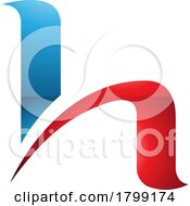 Red And Blue Glossy Letter H Icon With Round Spiky Lines