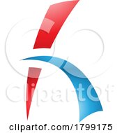 Poster, Art Print Of Red And Blue Glossy Letter H Icon With Spiky Lines
