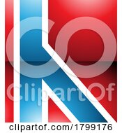 Poster, Art Print Of Red And Blue Glossy Letter H Icon With Straight Lines