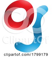 Poster, Art Print Of Red And Blue Glossy Letter G Icon With Soft Round Lines