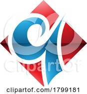 Poster, Art Print Of Red And Blue Glossy Diamond Shaped Letter Q Icon
