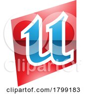 Red And Blue Glossy Distorted Square Shaped Letter U Icon