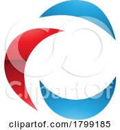 Poster, Art Print Of Red And Blue Glossy Crescent Shaped Letter C Icon