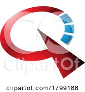 Poster, Art Print Of Red And Blue Glossy Clock Shaped Letter Q Icon