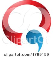 Poster, Art Print Of Red And Blue Glossy Comma Shaped Letter Q Icon