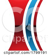 Red And Blue Glossy Concave Lens Shaped Letter I Icon