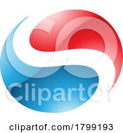 Poster, Art Print Of Red And Blue Glossy Circle Shaped Letter S Icon
