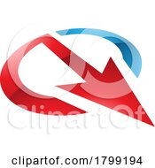 Poster, Art Print Of Red And Blue Glossy Arrow Shaped Letter Q Icon