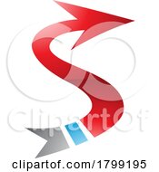 Poster, Art Print Of Red And Blue Glossy Arrow Shaped Letter S Icon