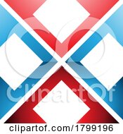 Poster, Art Print Of Red And Blue Glossy Arrow Square Shaped Letter X Icon