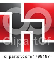Red And Black Square Shaped Glossy Letter H Icon