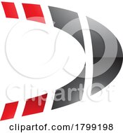 Red And Black Striped Glossy Letter D Icon