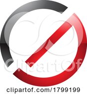 Poster, Art Print Of Red And Black Thin Round Glossy Letter G Icon