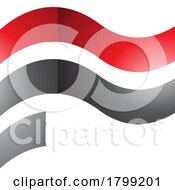 Red And Black Wavy Glossy Flag Shaped Letter F Icon