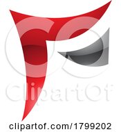 Red And Black Wavy Glossy Paper Shaped Letter F Icon