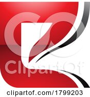 Red And Black Wavy Layered Glossy Letter E Icon