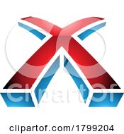 Poster, Art Print Of Red And Blue Glossy 3d Shaped Letter X Icon