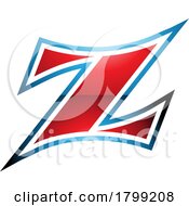 Poster, Art Print Of Red And Blue Glossy Arc Shaped Letter Z Icon